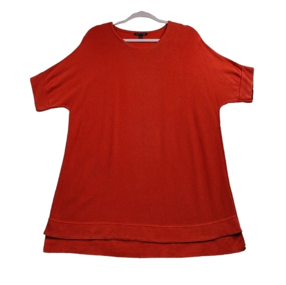 EILEEN FISHER Crew Neck Lyocel Silk Shirt Orange Size XL - Picture 2 of 11